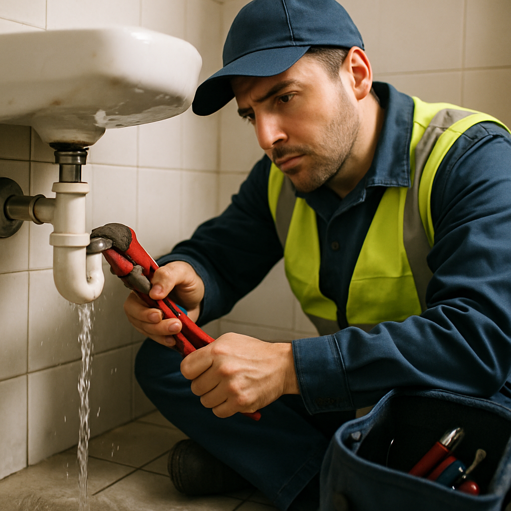 Emergency plumber at work