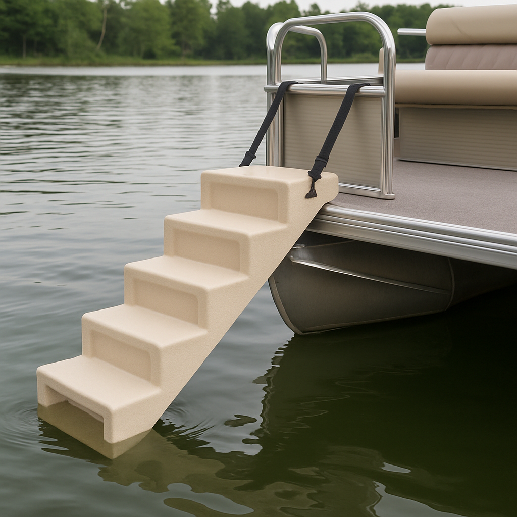 Dog stairs for pontoon boat